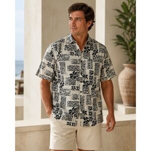 Go Barefoot XL Reverse Print Hawaiian Aloha Shirt Made USA Cotton Retail $98